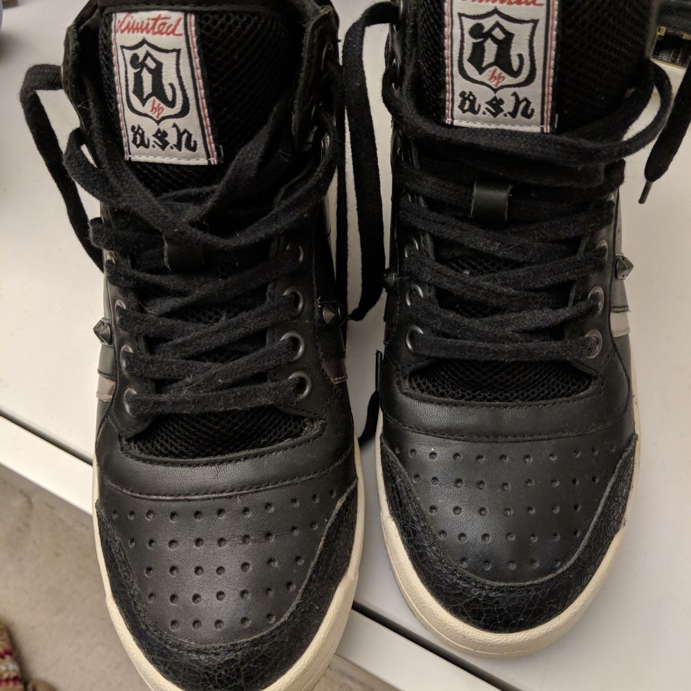 NWT Black High-Top ASH Prince Italian Leather Women's Sneakers NWT 38